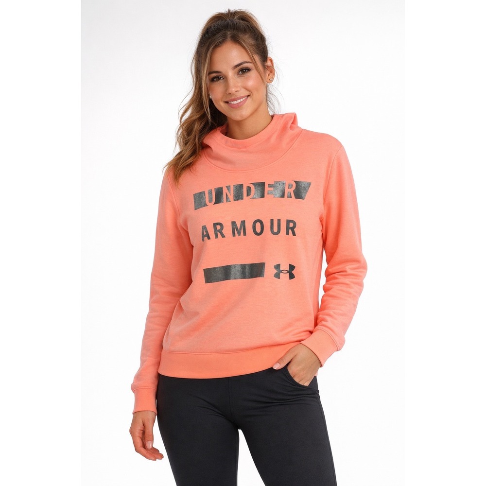 Under Armour Womens Orange ColdGear Fleece Hoodie Loose Fit XL Acitvewear 101-11